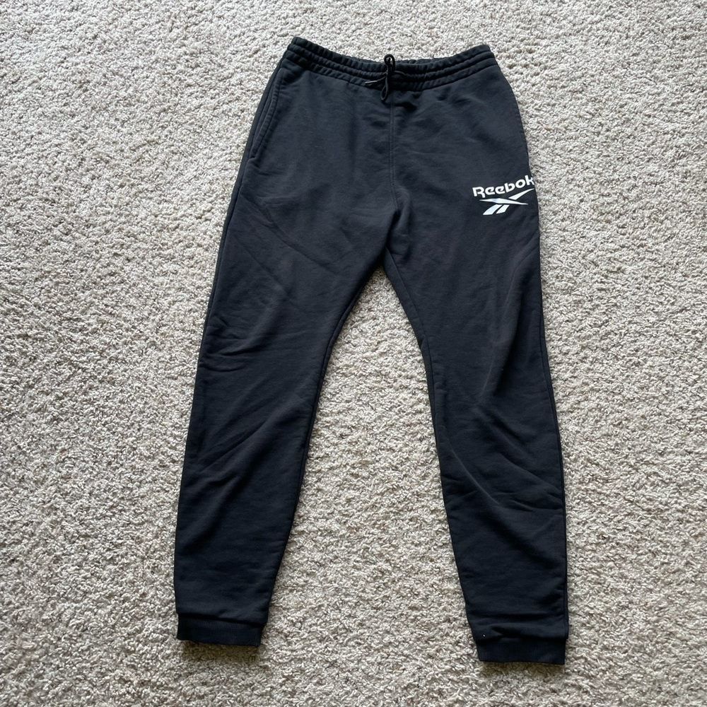 Reebok Black Mens Small Big Logo Joggers